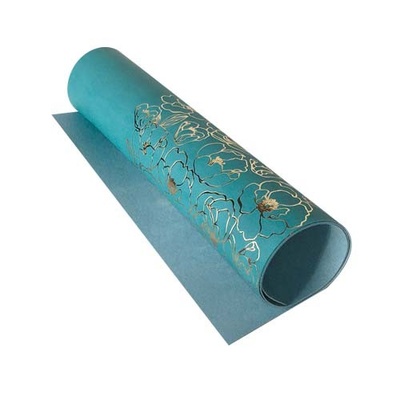 Відріз екошкіри з тисненням золотою фольгою Golden Pion Pion Turquoise, розмір 500мм х 250мм, ТМ Фабрика Декору