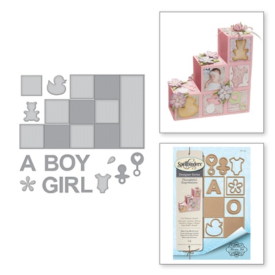 Ножі від Spellbinders — Shapeabilities Baby Step Block Card Etched Dies Thoughtful Expressions by Marisa Job