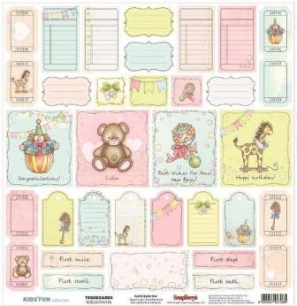 Лист бумаги для скрапбукинга 30,5х30,5 см 180 гр/м, односторонний, Забава - Теги и Карточки (англ.)