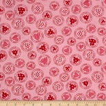 Тканина 100% бавовна - Сердечки в кружечках на рожевому, 45x55см