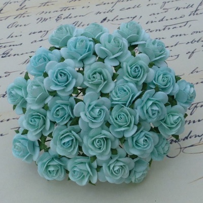 Открытые розочки, цвет пастельный зеленый, диаметр - 15мм, 10 шт.