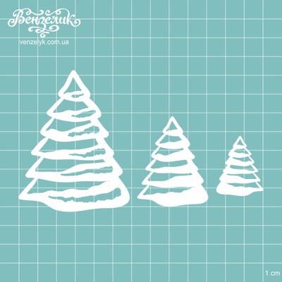 Чипборд від Вензелик - Набір ялинок, розмір: 32,48 і 75 мм