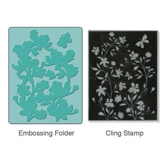 Папки для тиснения и  штамп от Sizzix - Textured Impressions Embossing Folder w/Stamp - Silhouette Vines Set - Цветочная Лоза