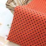 Кольорова бавовна цегляний - помаранчевий в темно - зелений горошок, розмір:45 x55см