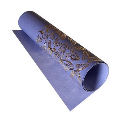 Відріз екошкіри з тисненням золотою фольгою Golden Butterflies Butterflies Lavender, 50см х 25см, ТМ Фабрика Декору