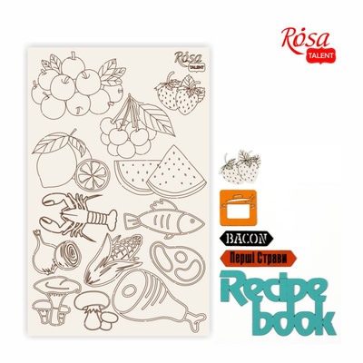 Чипборд для скрапбукінгу від ROSA TALENT - Recipe book 4, білий картон, 12,620 см