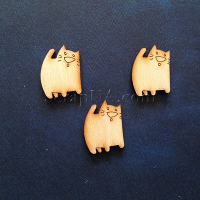 Деревʼяна фігурка WOOD-032 - Котик funny, 1 штука