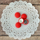 Фішки тканинні, червоні в горошок 1,3 см 5шт