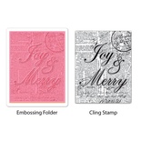 Папка для тиснення і гумовий штамп від Sizzix - TextuRed Impressions Embossing Folder w/Stamp - Joy & Merry Set