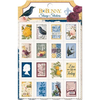 Наклейки-марки BoBunny - Rose Cafe - Stamp Stickers