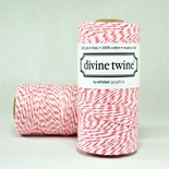 Бавовняний шнур від Divine Twine - Coral, 1 мм, колір кораловий/білий, 1м