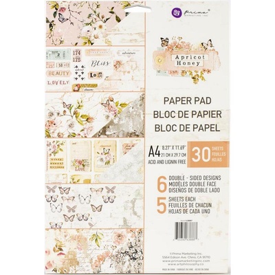 Набір скрап-паперу Prima - Apricot Honey, формат A4, 21x30 см, 30 аркушів, двосторонній
