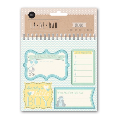 Книга наклейка - Grant StudiOs-Baby Boy - La De Dah, 5 аркушів на дитячу тематику