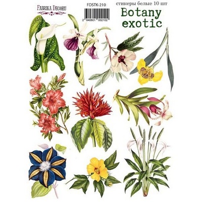 Набір наліпок (стікерів) 10 шт. Botany exotic 210, ТМ Фабрика Декору