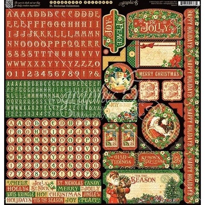 Наклейки Graphic 45 - St Nicholas - Stickers, 30х30 см.