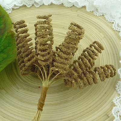 Гілочки зі спіральками, колір золотий, розмір - 10x30мм, 12 шт.