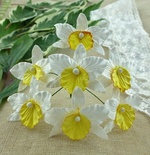 Орхидеи, цвет белый с желтым, 33х40мм, 5 шт.