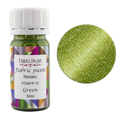 Акрилова фарба для тканини з ефектом металік, Зелена, 30мл, ТМ Фабрика Декору
