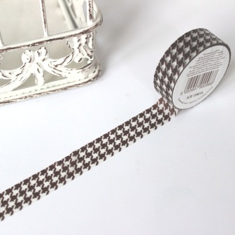 Бумажный скотч с принтом "Гусиные лапки", ширина 15 мм, длина 8 м