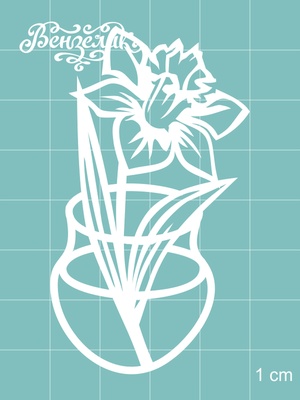 Чипборд від Вензелик - Ваза з квітами 06, розмір: 39x69 мм