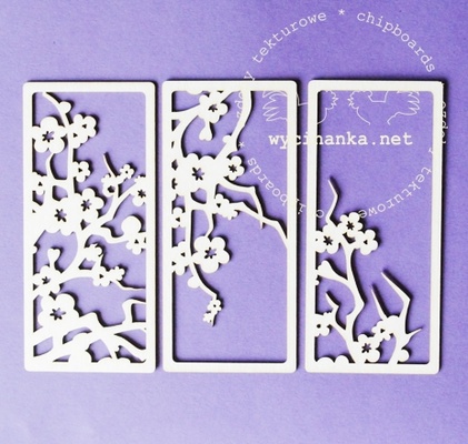 Чипборд від Wycinanka - Вишневий цвіт, рамки, 3 шт