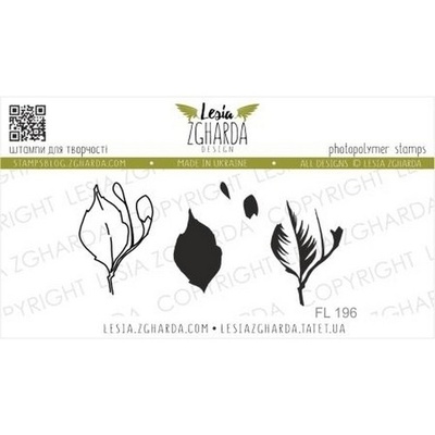 Набір акрилових штампів Lesia Zgharda Листочки з пуп'янками FL196