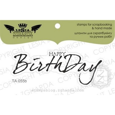 Акриловый штамп Lesia Zgharda TA055b Happy birthday, размер 6,4x2,4 см