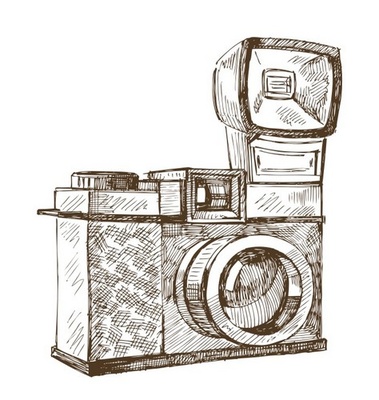 Акриловый штамп RE031 Фотокамера, размер 4,6 * 5,1 см