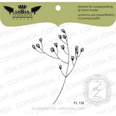 Акриловый штамп Lesia Zgharda FL138 Веточка травы с цветочками