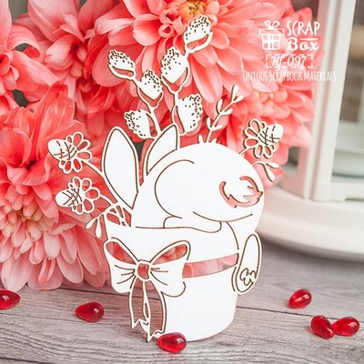 Чипборд ScrapBox - зайчик у горшці Hf-097