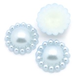 Квіточка, імітація перлинок, 13мм, колір блакитний, 10 шт.