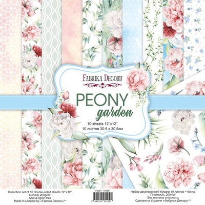 Набір скрап-паперу Peony garden 30,5x30,5см, ТМ Фабрика Декору