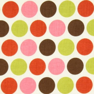 Тканина 100% бавовна - Горох рожевий помаранчевий салатовий, 45x55см