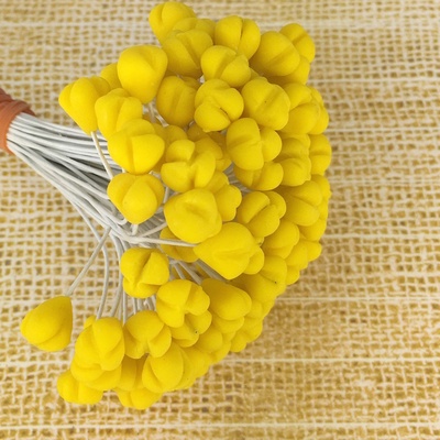 Пестики для лилии, фактурные на проволоке, цвет желтый, 5 шт.