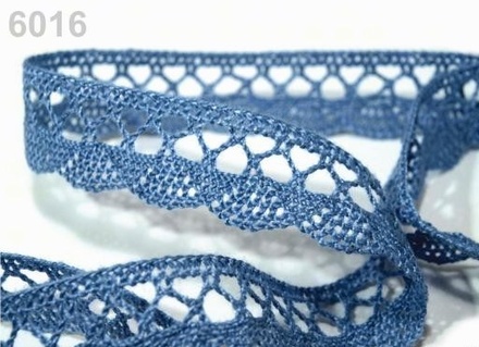Мереживо бавовняне, колір небесно - синій, ширина 18мм, 90см