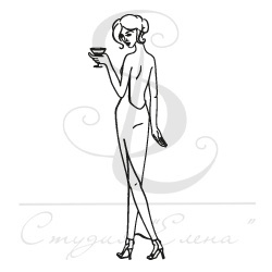 Штамп от Питерского Скрапклуба - Леди С Бокалом Мартини