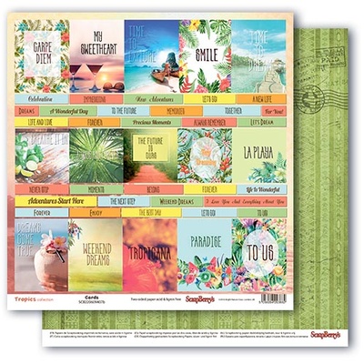 Папір для скрапбукінгу від ScrapBerryʼs - Тропікана - Карточки, AНГ, 30, 5x30,5см, 190 г/м², двосторонній