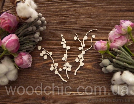 Чипборд набір ягідних гілок від WOODchic, довжина 9 - 10см