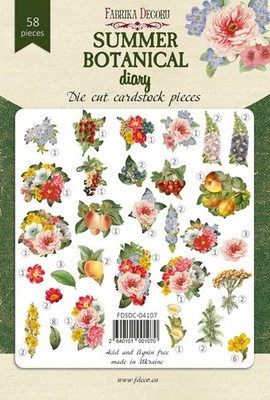 Набір висічок для скрапбукінгу, колекція Summer botanical diary 58 шт., ТМ Фабрика Декору