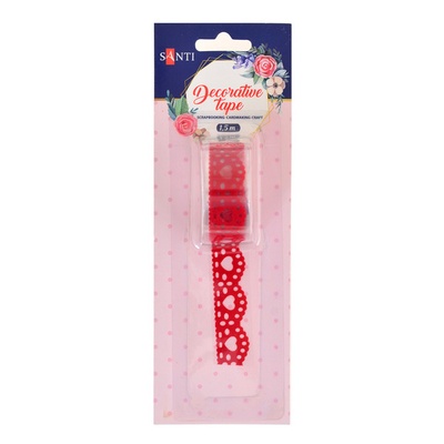 Стрічка фігурна самоклейна "Серце", оксамитова, червона, 1.5 м, ТМ Santi