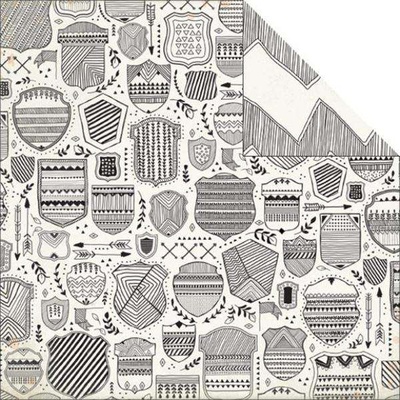 Аркуш скрап-паперу My Mind's Eye - Jubilee Tangerine - Awesome Shield, 30x30 см, двосторонній