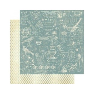 Лист скрапбумаги Graphic 45 - Botanical Tea - Robins Egg, 30х30 см, двусторонняя