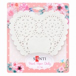 Набір серветок ажурних в формі серця, колір білий, діаметр 10 см, 12 шт., TM Santi