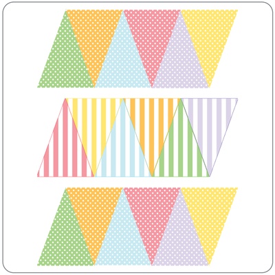 Паперові прикраси - Прапорці "Summer Pastel Mini", кольори пасльні, 36 шт.