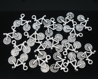 Металева прикраса "Велосипед", срібло, розмір 15x13 мм, 1 шт.