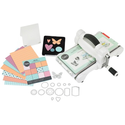 Машинка для вирубки і тиснення Sizzix Big Shot Machine White & Gray, біло-сіра (з платформою і пластинами), стартовий набір