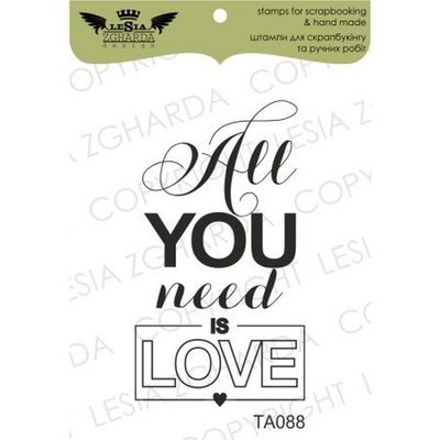 Акриловый штамп Lesia Zgharda TA088 All you need is love, размер 2,7х4,9 см