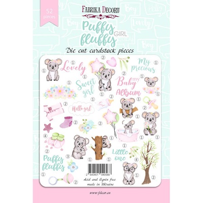 Набір висічок для скрапбукінгу, колекція Puffy Fluffy Girl,52шт., ТМ Фабрика Декору