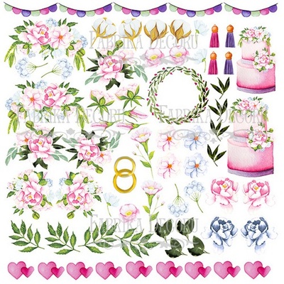 Аркуш з карточками для вирізання Wedding of our dream 30x30 см, ТМ Фабрика Декору (01029F)