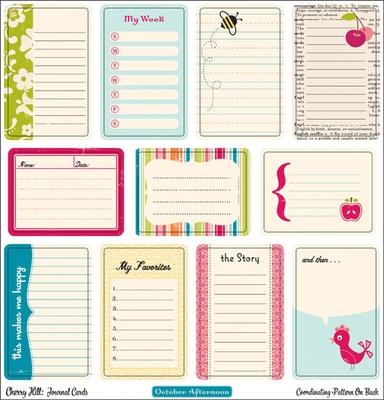 Карточки (высечки) для журналинга от October Afternoon - “Cherry Hill” Collection - Cherry Hill Journal, 11 шт.